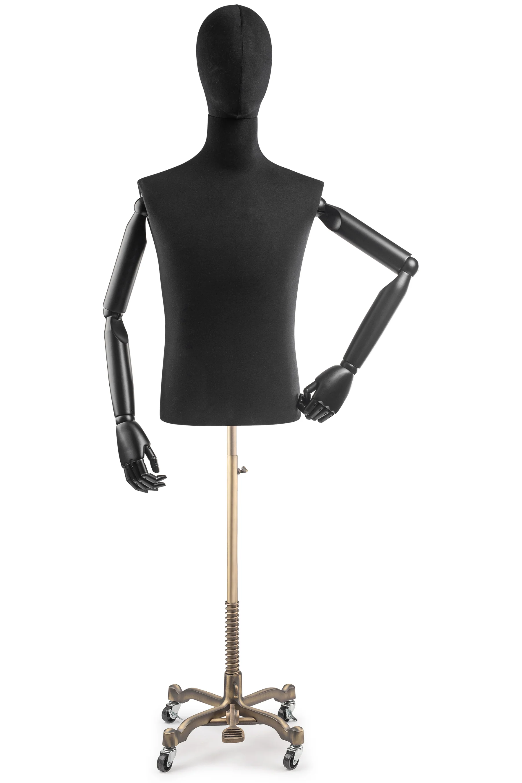 Male Display Dress Form on Metal Rolling Base (Head & Arms Version) - Image 8