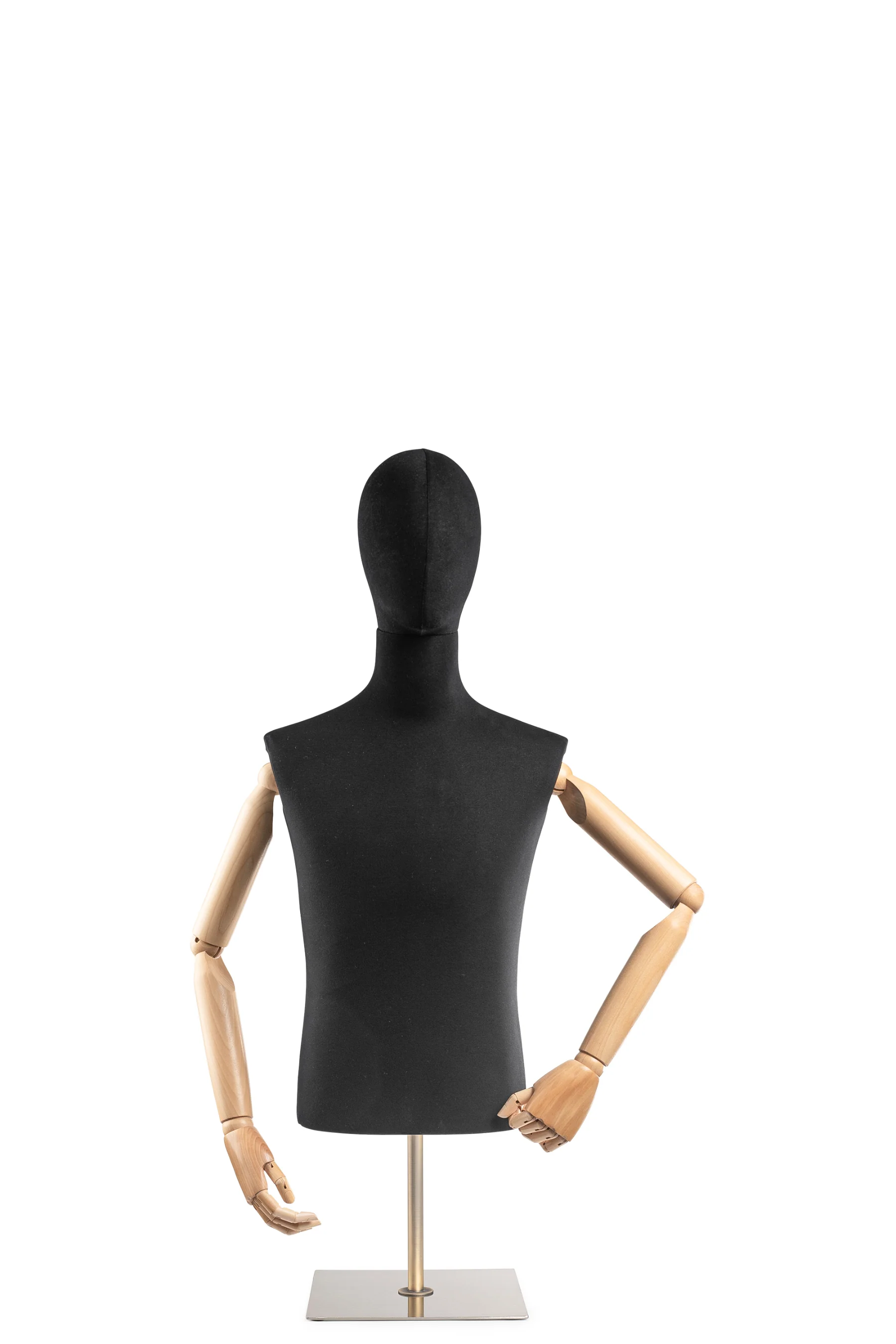 Male Display Dress Form on Metal Tabletop Base (Head & Arms Version) - Image 9