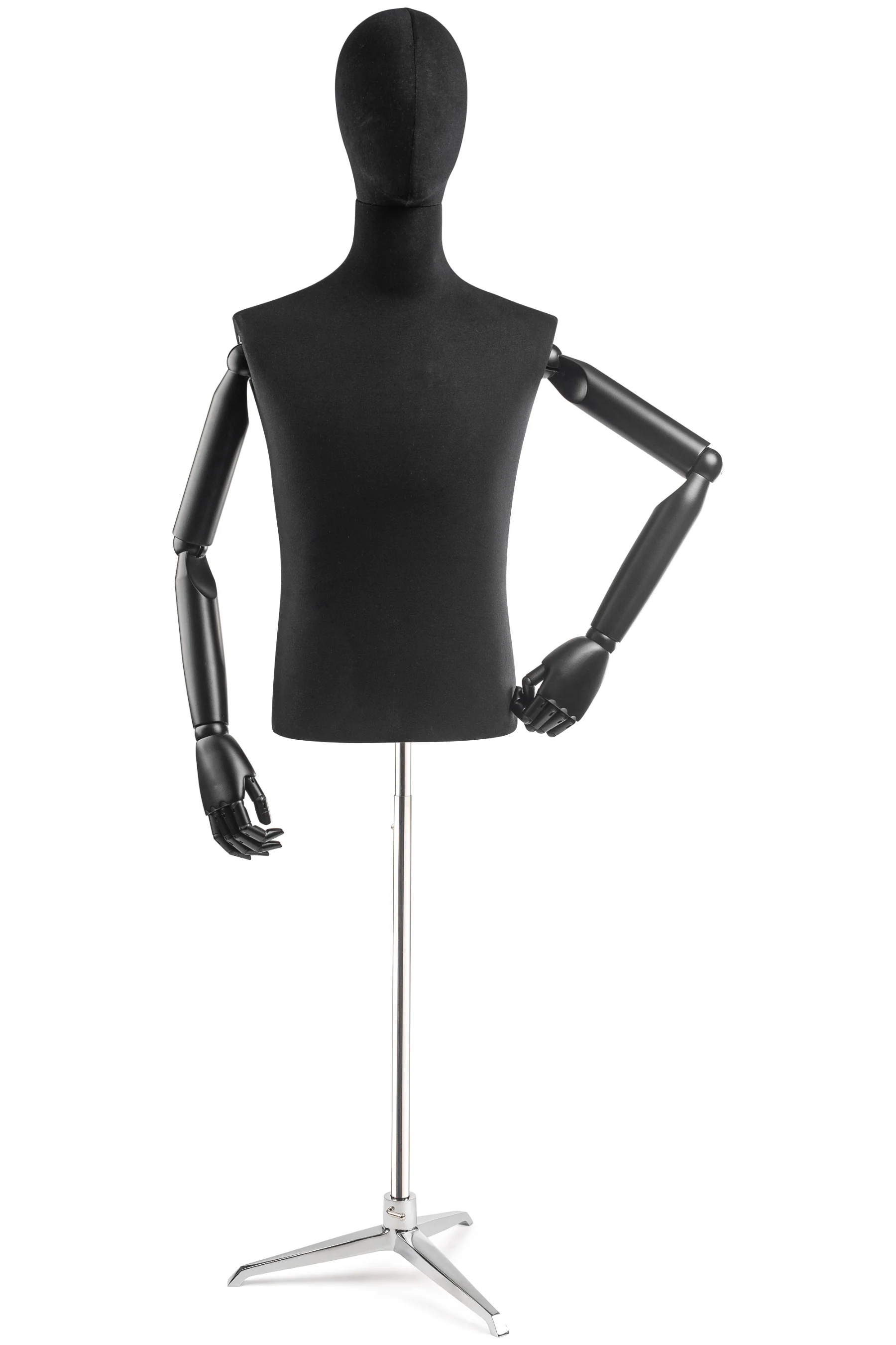 Male Display Dress Form on Metal Tripod Base (Head & Arms Version) - Image 10
