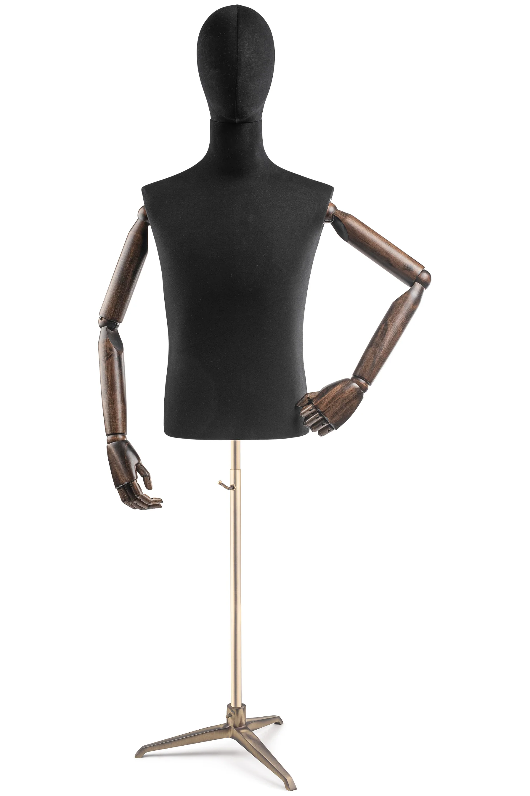 Male Display Dress Form on Metal Tripod Base (Head & Arms Version) - Image 14