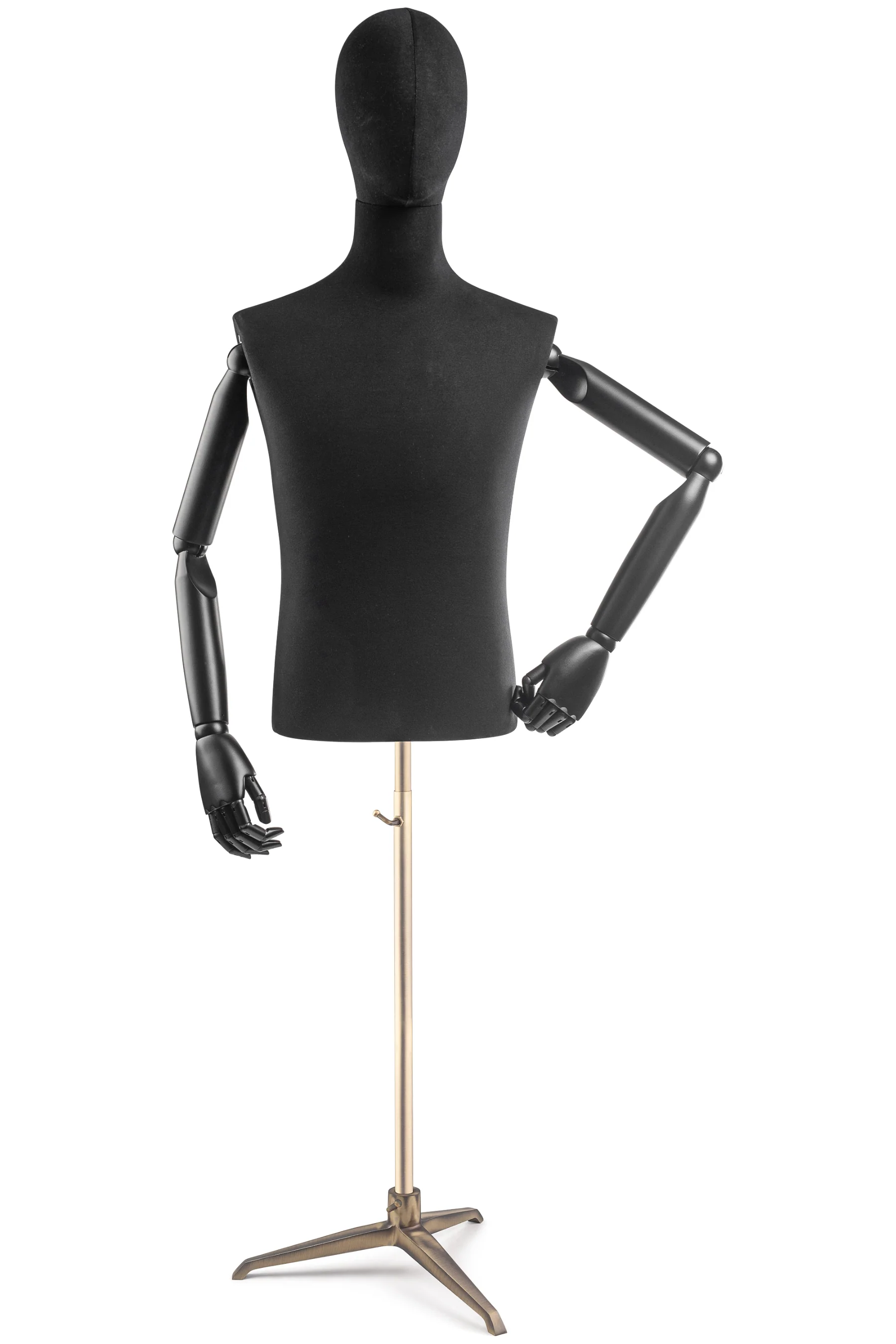 Male Display Dress Form on Metal Tripod Base (Head & Arms Version) - Image 8