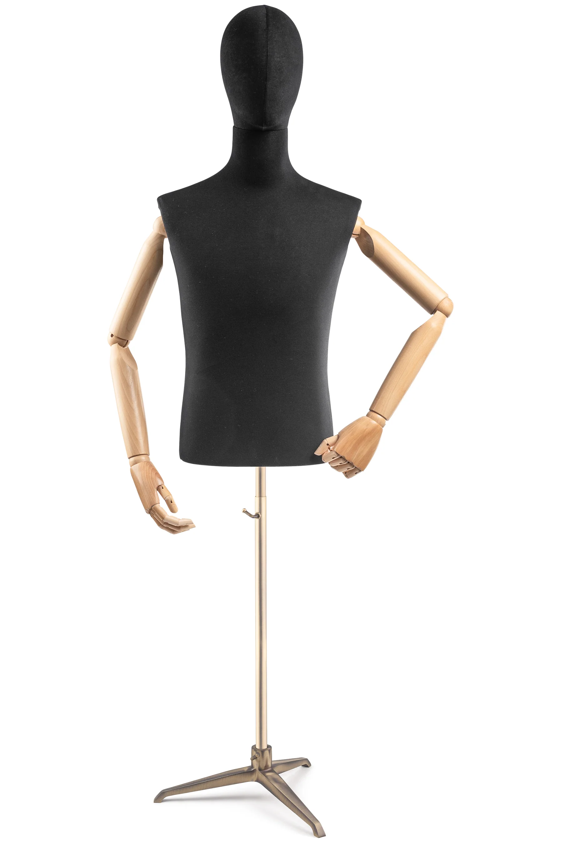 Male Display Dress Form on Metal Tripod Base (Head & Arms Version) - Image 9