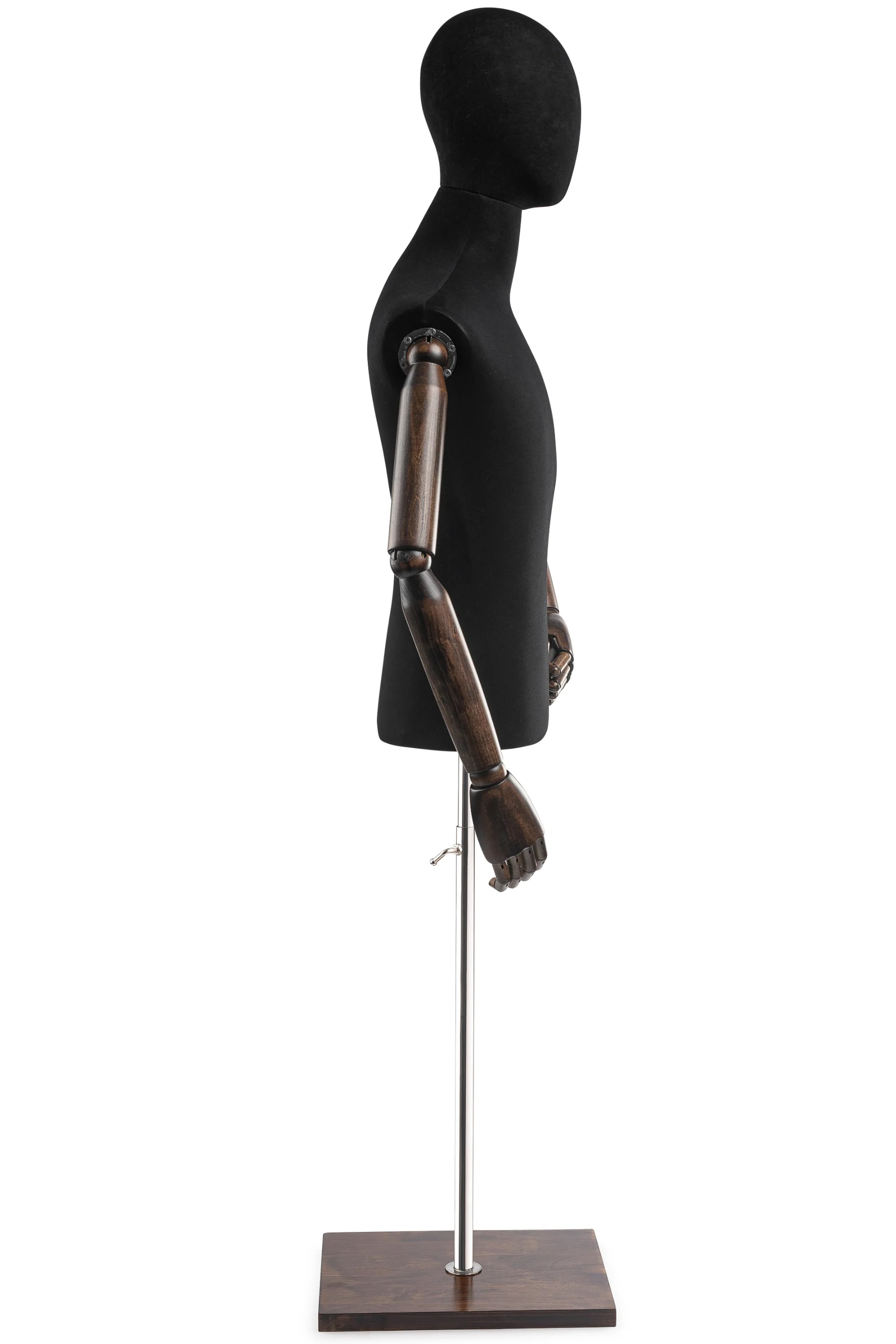 Male Display Dress Form on Wood Flat Base (Head & Arms Version) - Image 15