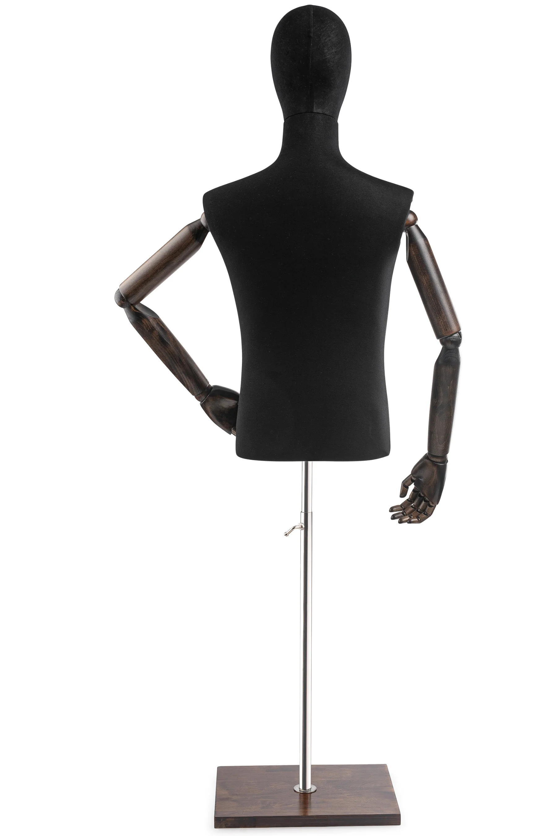 Male Display Dress Form on Wood Flat Base (Head & Arms Version) - Image 16
