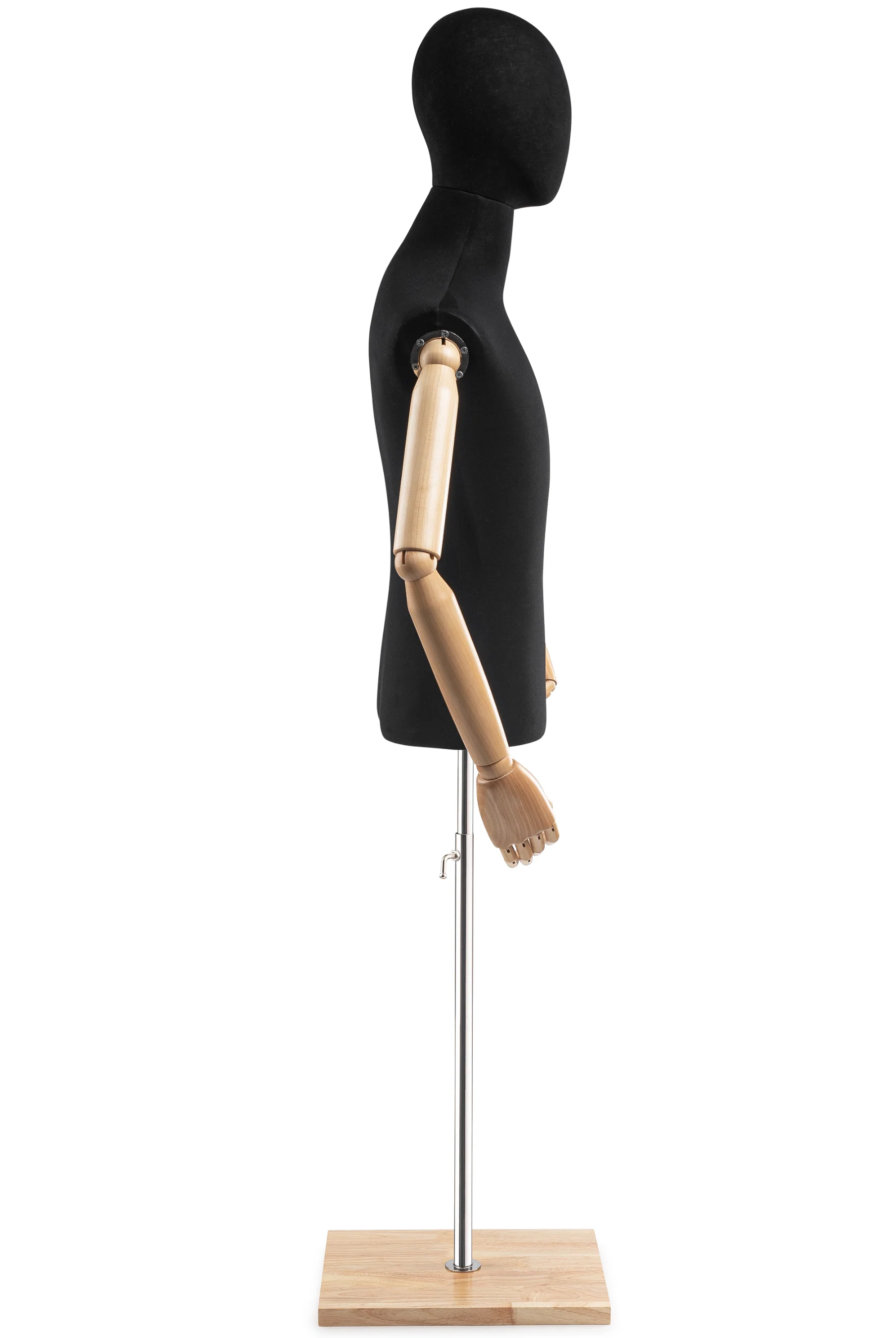 Male Display Dress Form on Wood Flat Base (Head & Arms Version) - Image 24