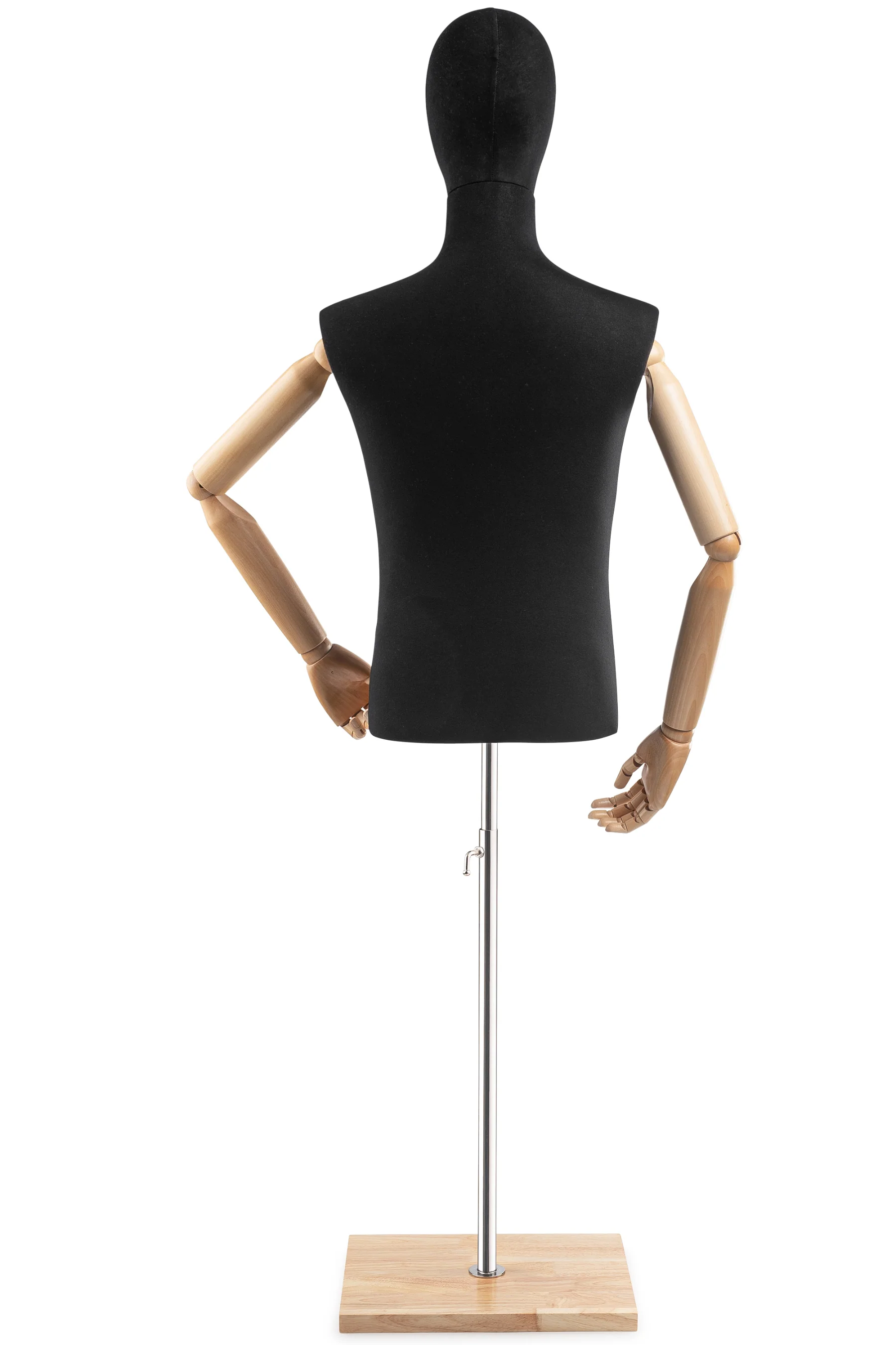Male Display Dress Form on Wood Flat Base (Head & Arms Version) - Image 25