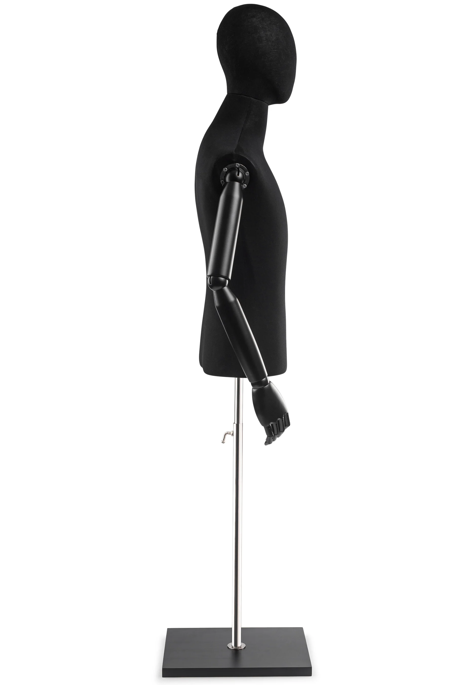 Male Display Dress Form on Wood Flat Base (Head & Arms Version) - Image 5