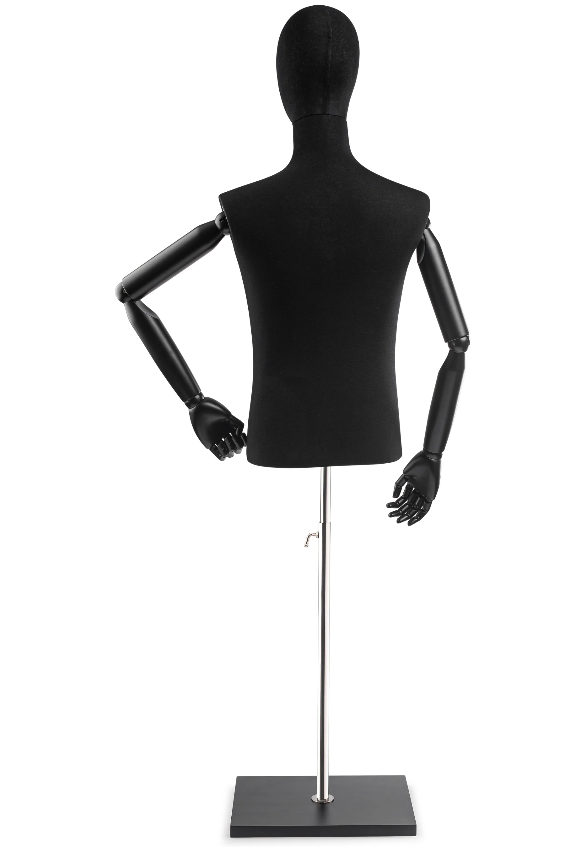 Male Display Dress Form on Wood Flat Base (Head & Arms Version) - Image 6