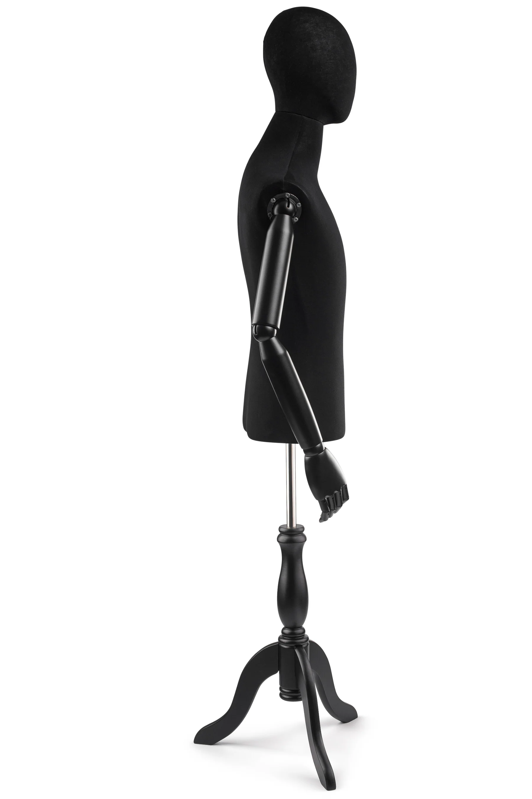 Male Display Dress Form on Wood Tripod Base (Head & Arms Version) - Image 16