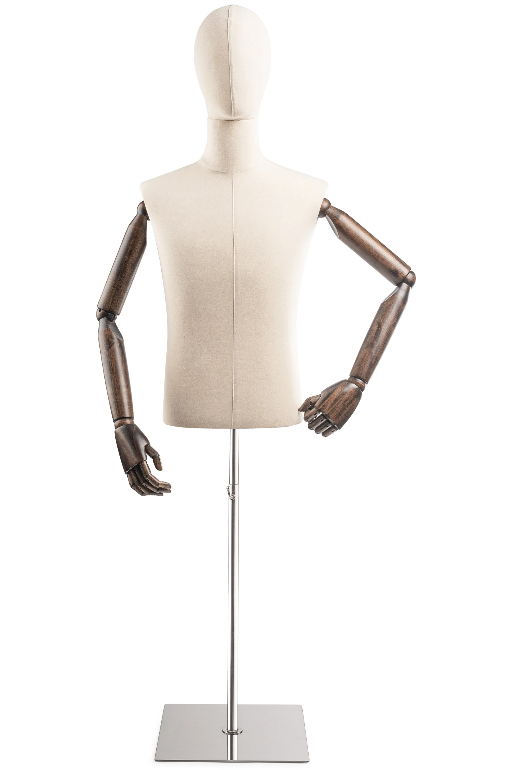 Male Display Dress Form on Metal Flat Base (Head & Arms Version) - Image 12