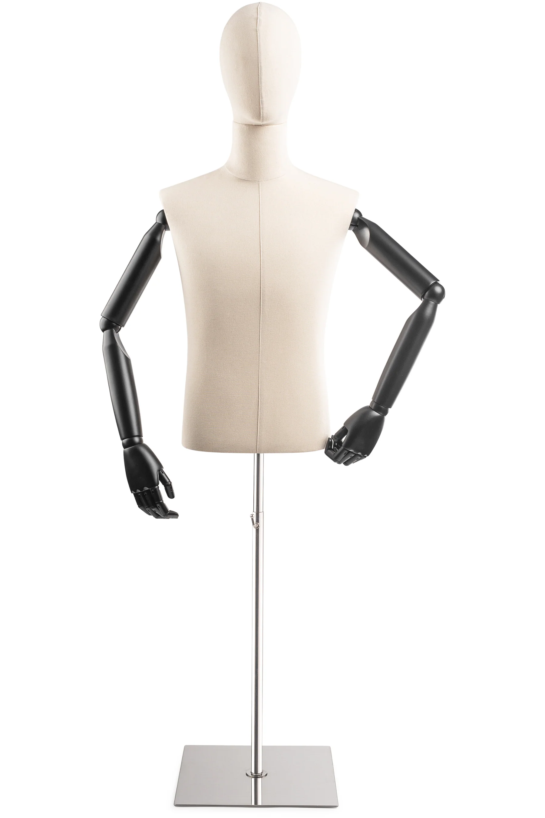 Male Display Dress Form on Metal Flat Base (Head & Arms Version) - Image 14