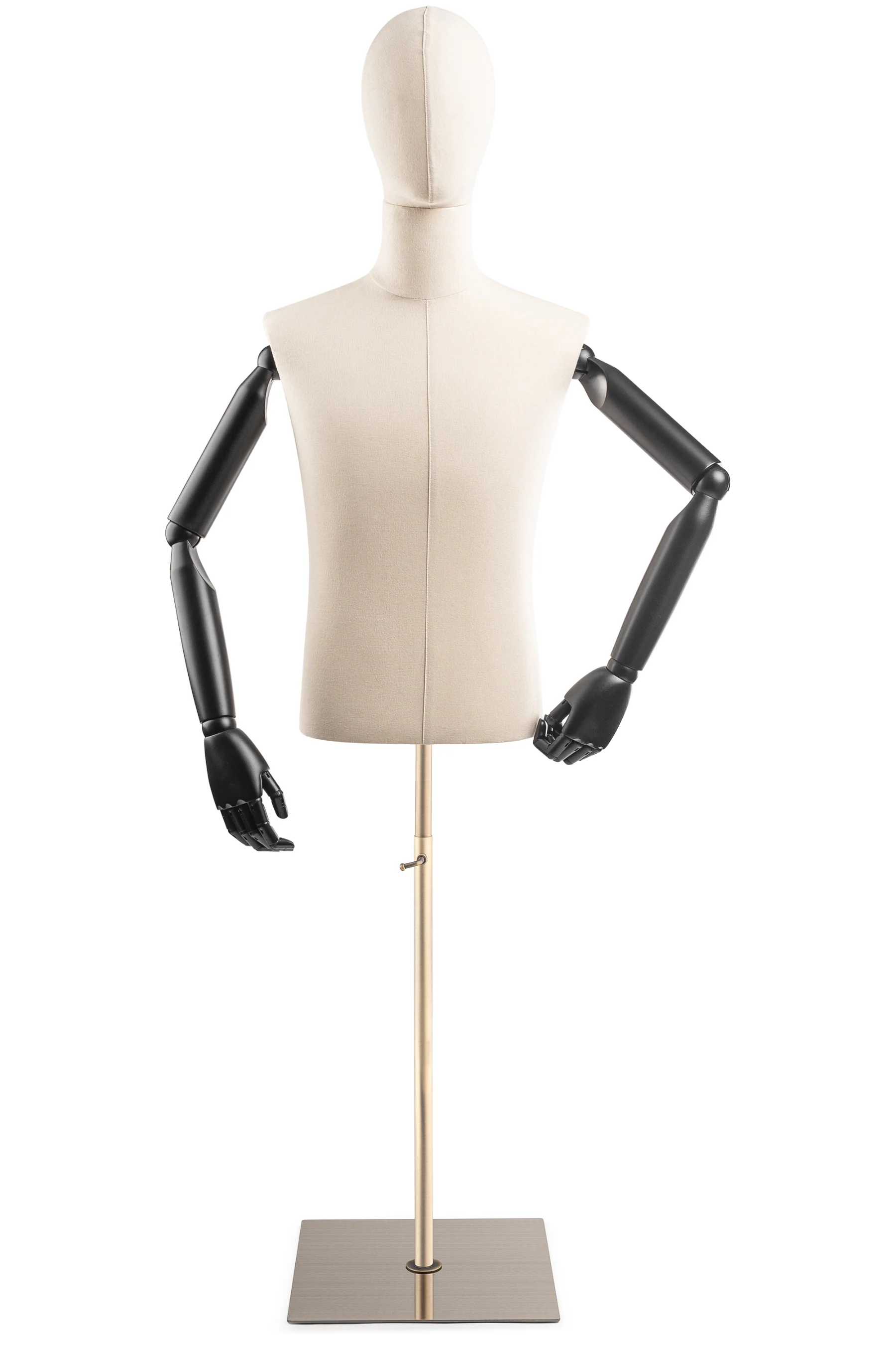 Male Display Dress Form on Metal Flat Base (Head & Arms Version) - Image 7