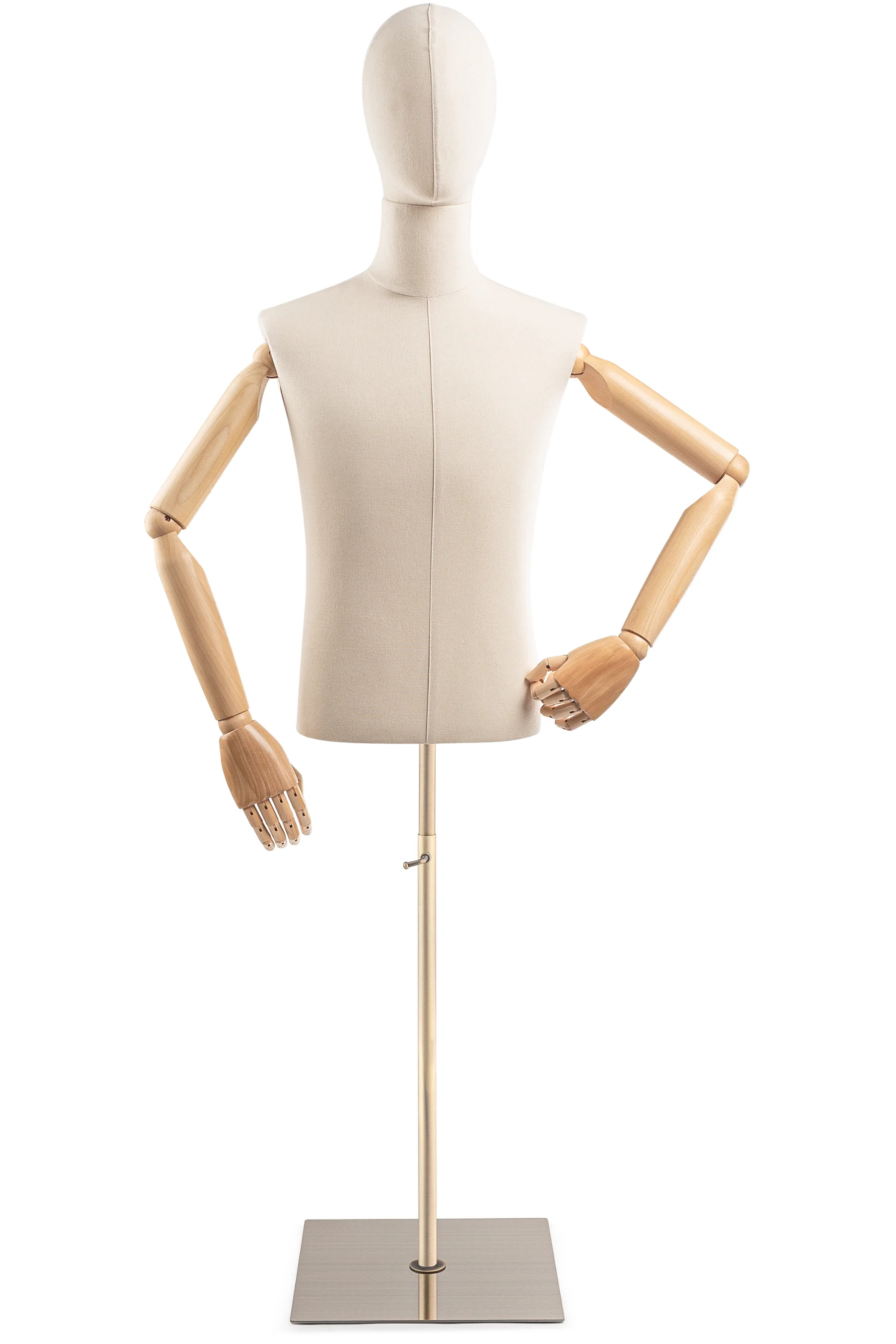 Male Display Dress Form on Metal Flat Base (Head & Arms Version) - Image 8