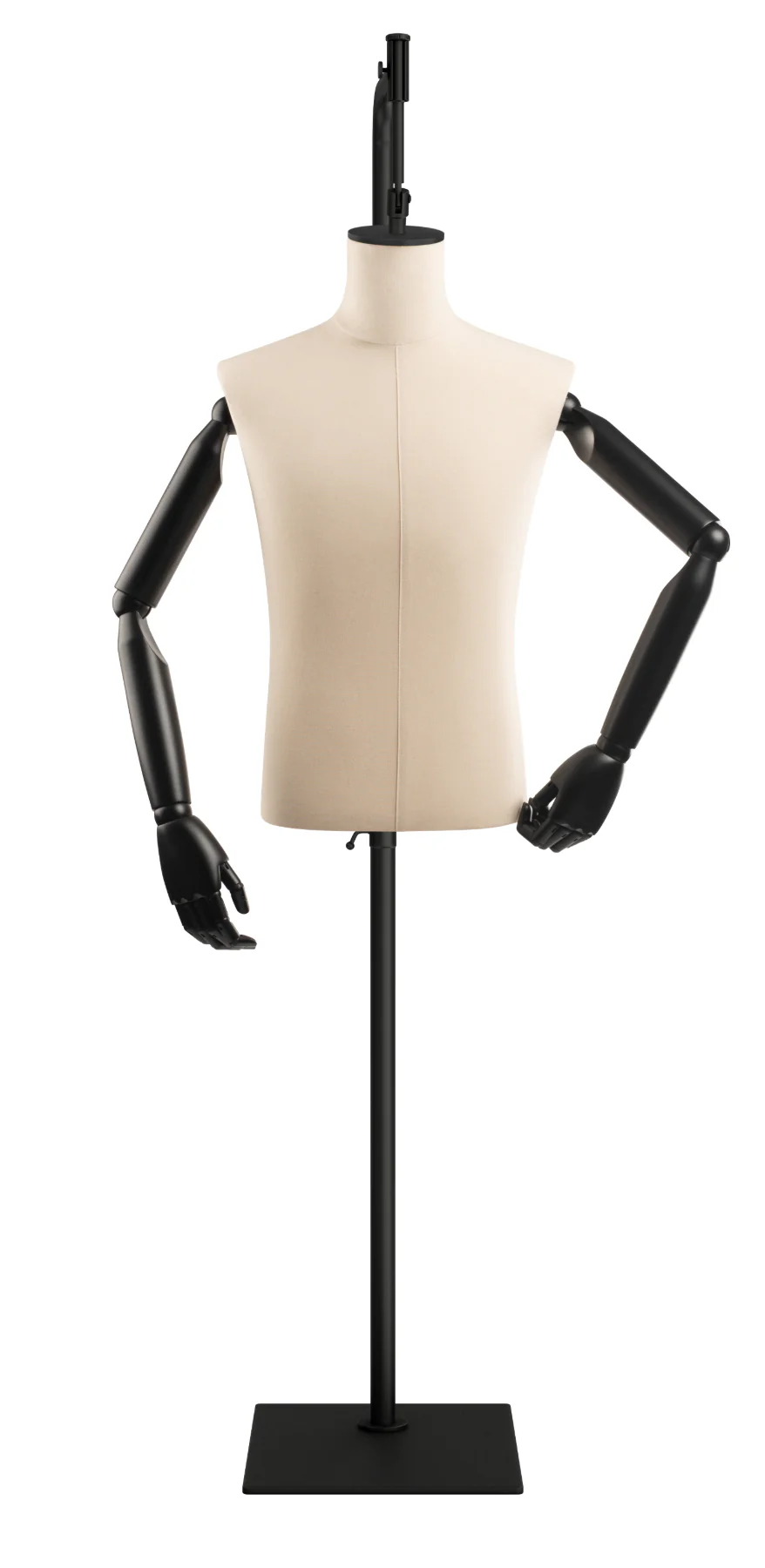 Male Display Dress Form on Metal Hanging Base (Head & Arms Version) - Image 2