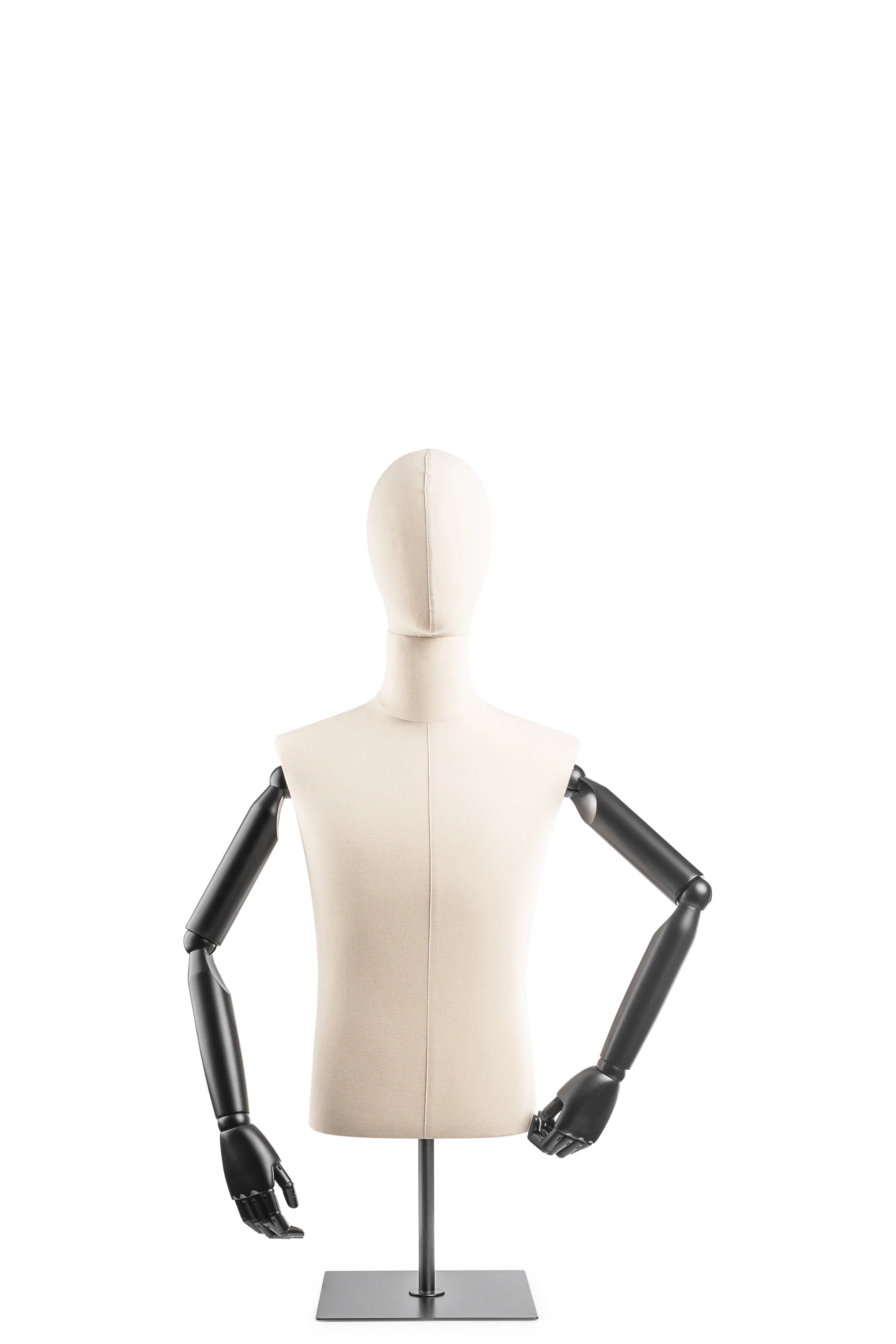 Male Display Dress Form on Metal Tabletop Base (Head & Arms Version) - Image 10