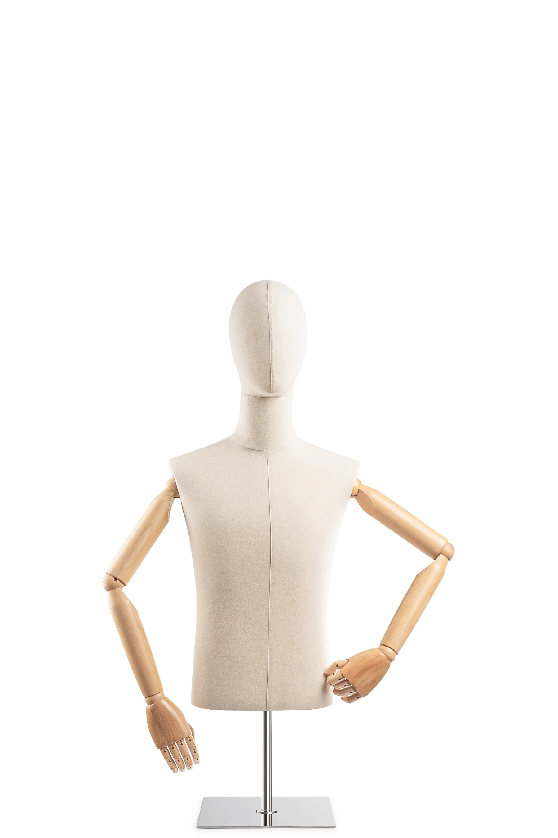 Male Display Dress Form on Metal Tabletop Base (Head & Arms Version) - Image 16