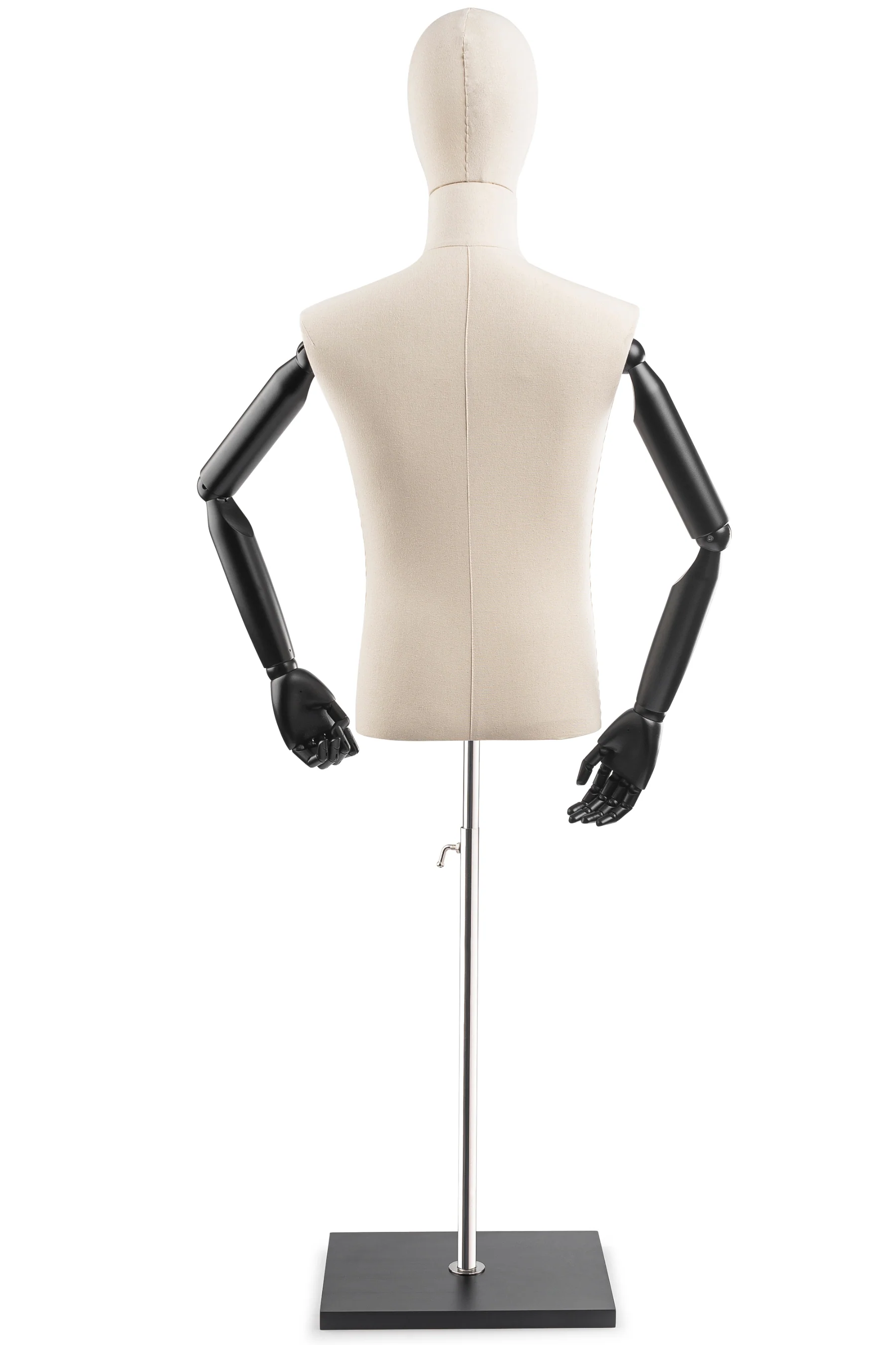 Male Display Dress Form on Wood Flat Base (Head & Arms Version) - Image 16