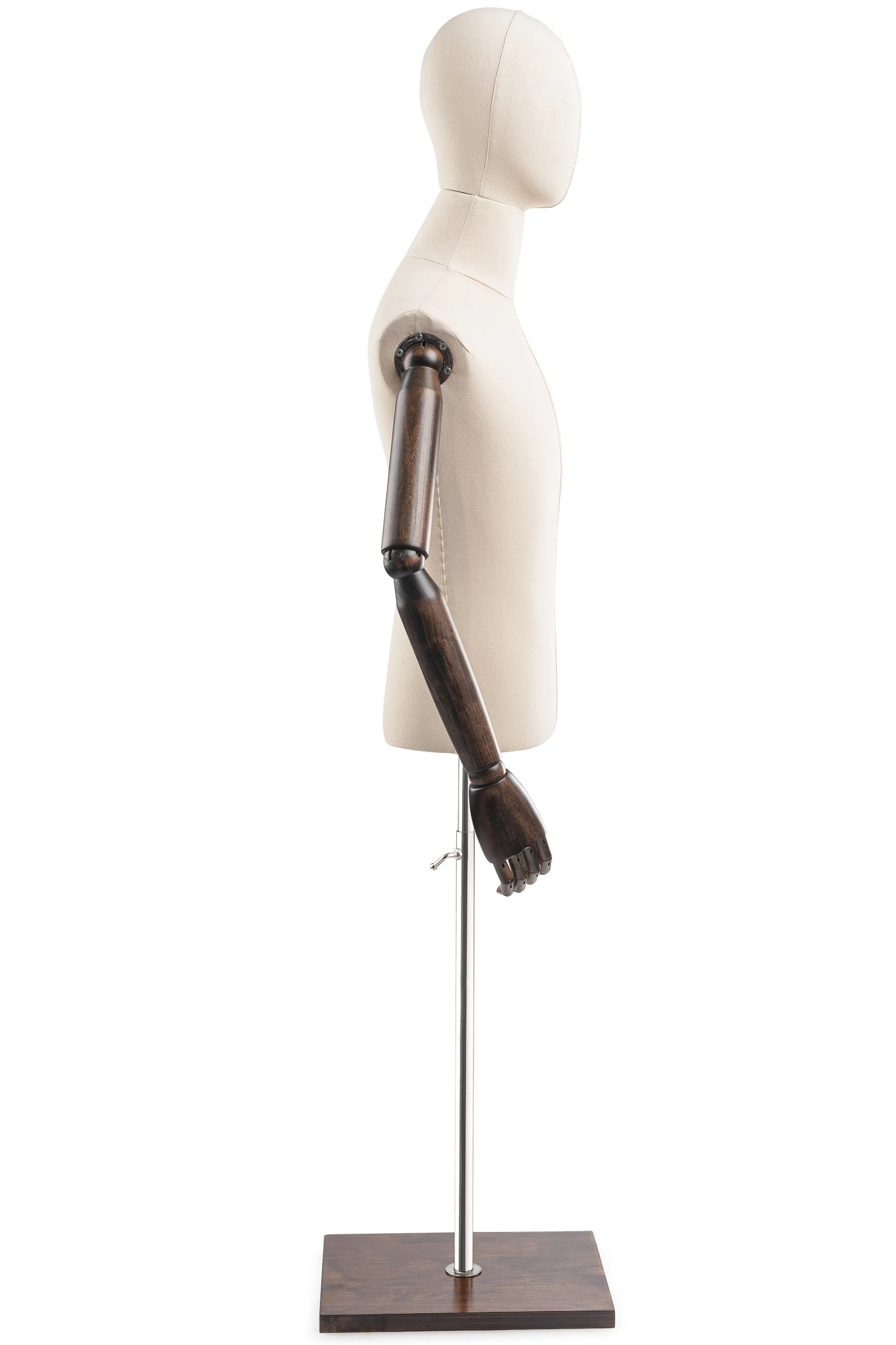 Male Display Dress Form on Wood Flat Base (Head & Arms Version) - Image 24