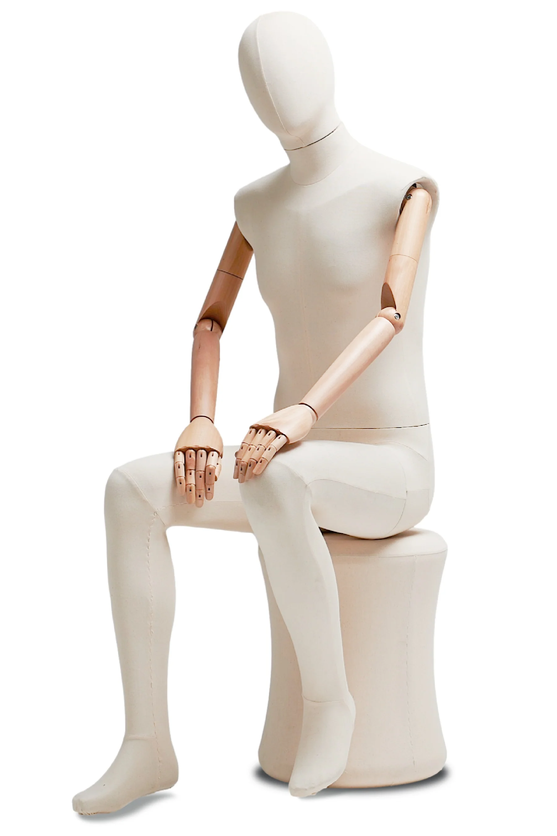 Male Fabric Wrapped Mannequin in Standing or Sitting Pose w/ Articulating Arms (WP Series) - Image 44